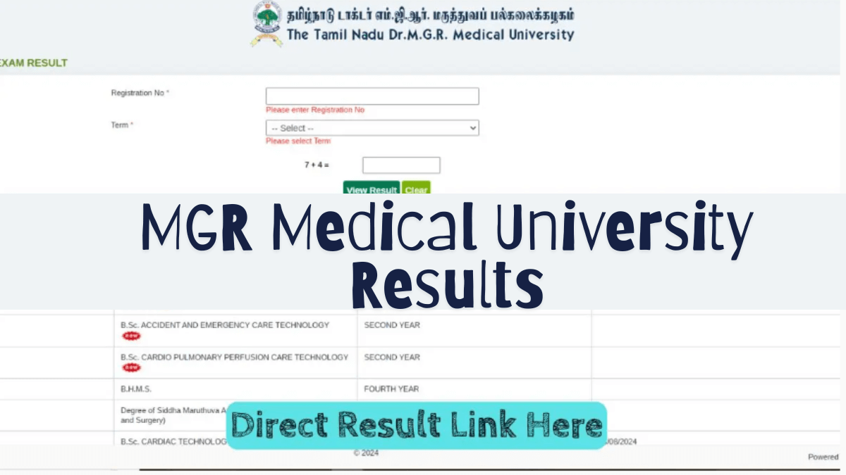 Dr MGR Medical University Result 2025-26 OUT