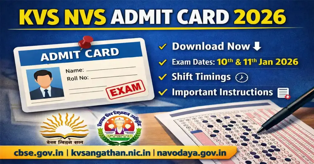 KVS NVS Tier 2 Admit Card 2026